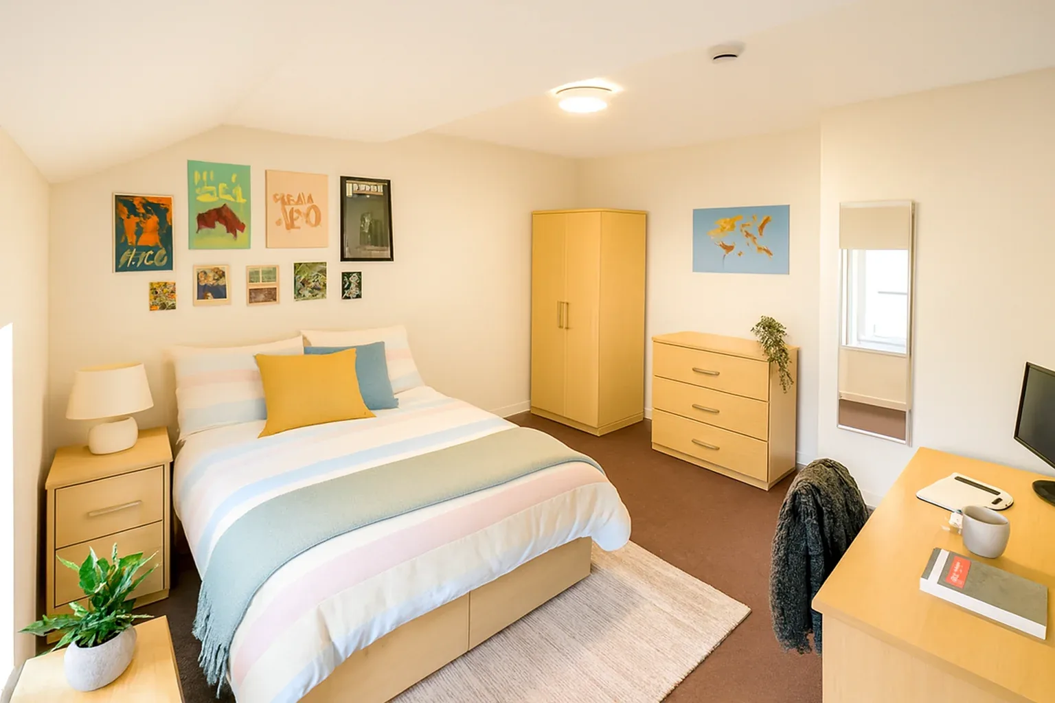 A double bedroom with a desk at a Bayt home on North Road, Lancaster