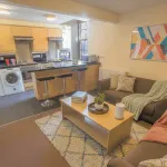 Modern shared student accommodation Lancaster UK with spacious communal areas open plan student house with cosy sofas