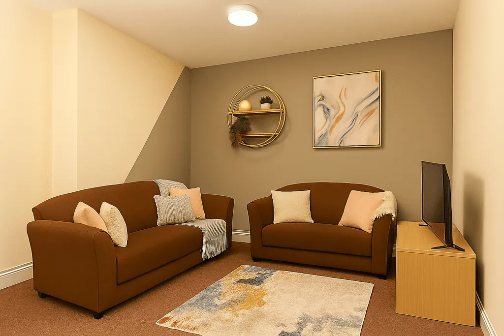 Comfortable communal living room in Lancaster student house