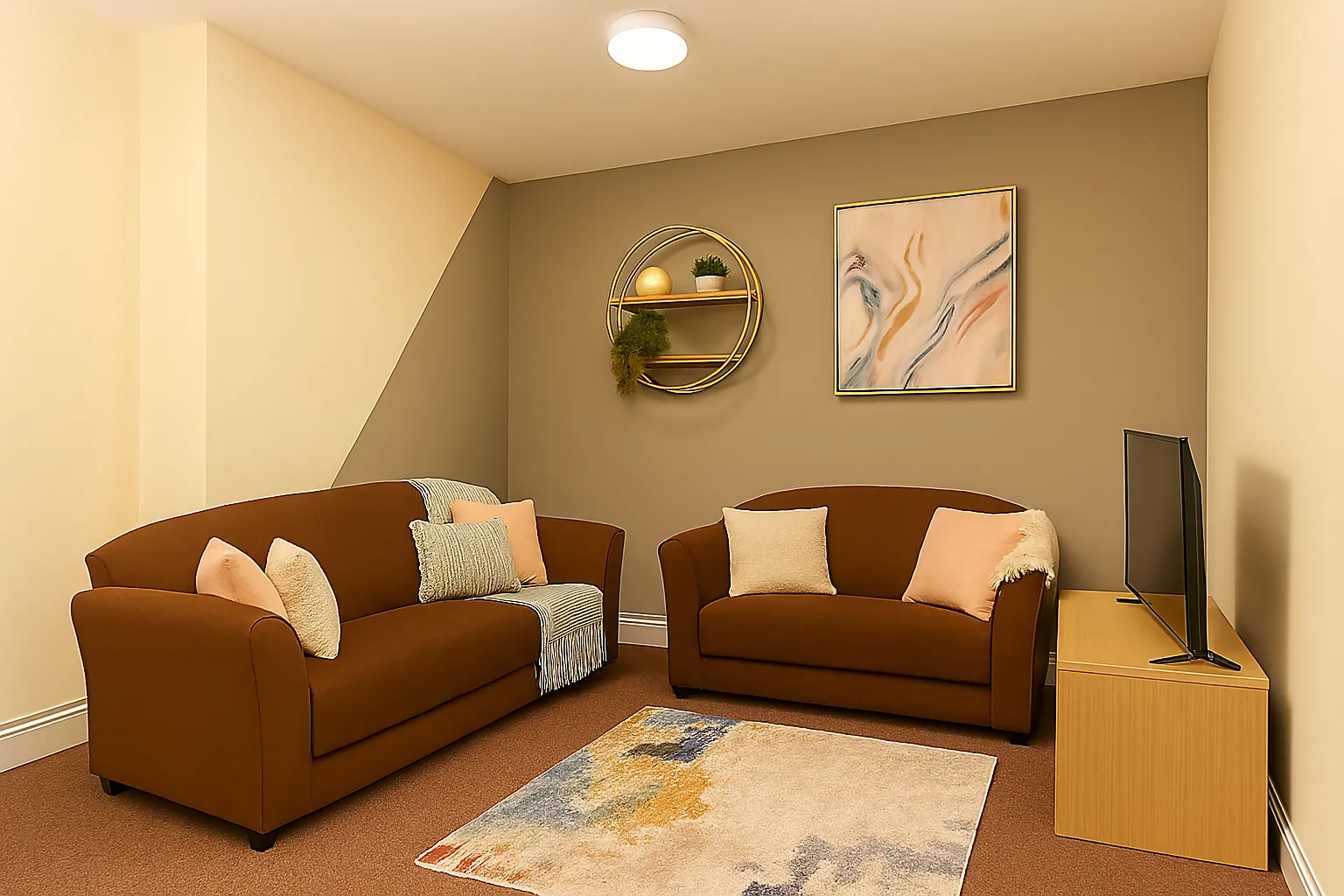 Comfortable communal living room in Lancaster student house