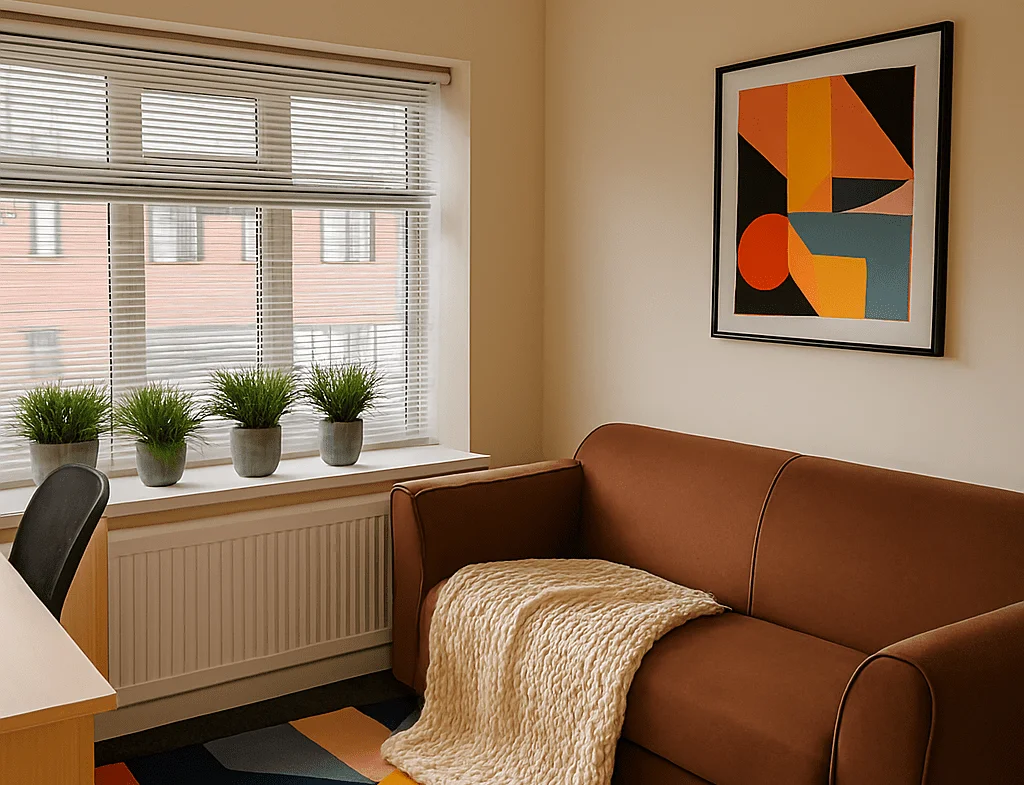 Study and chill-out room inside a Lancaster student house