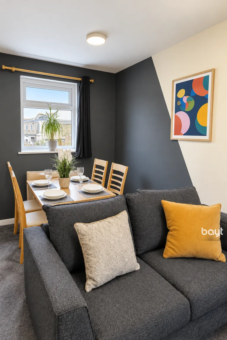 Dining room with a sofa in the nine bedroom student house on Gregson Road, Lancaster