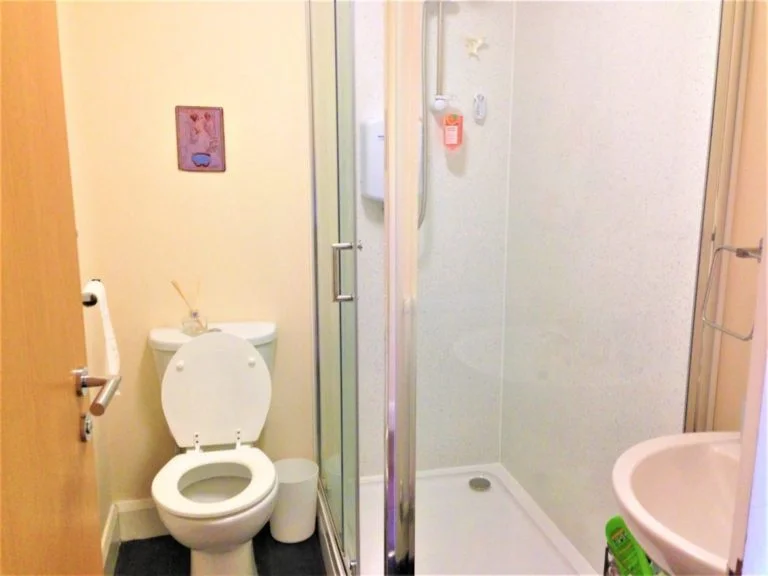 Queen Street student en-suite bathroom with shower, toilet and basin
