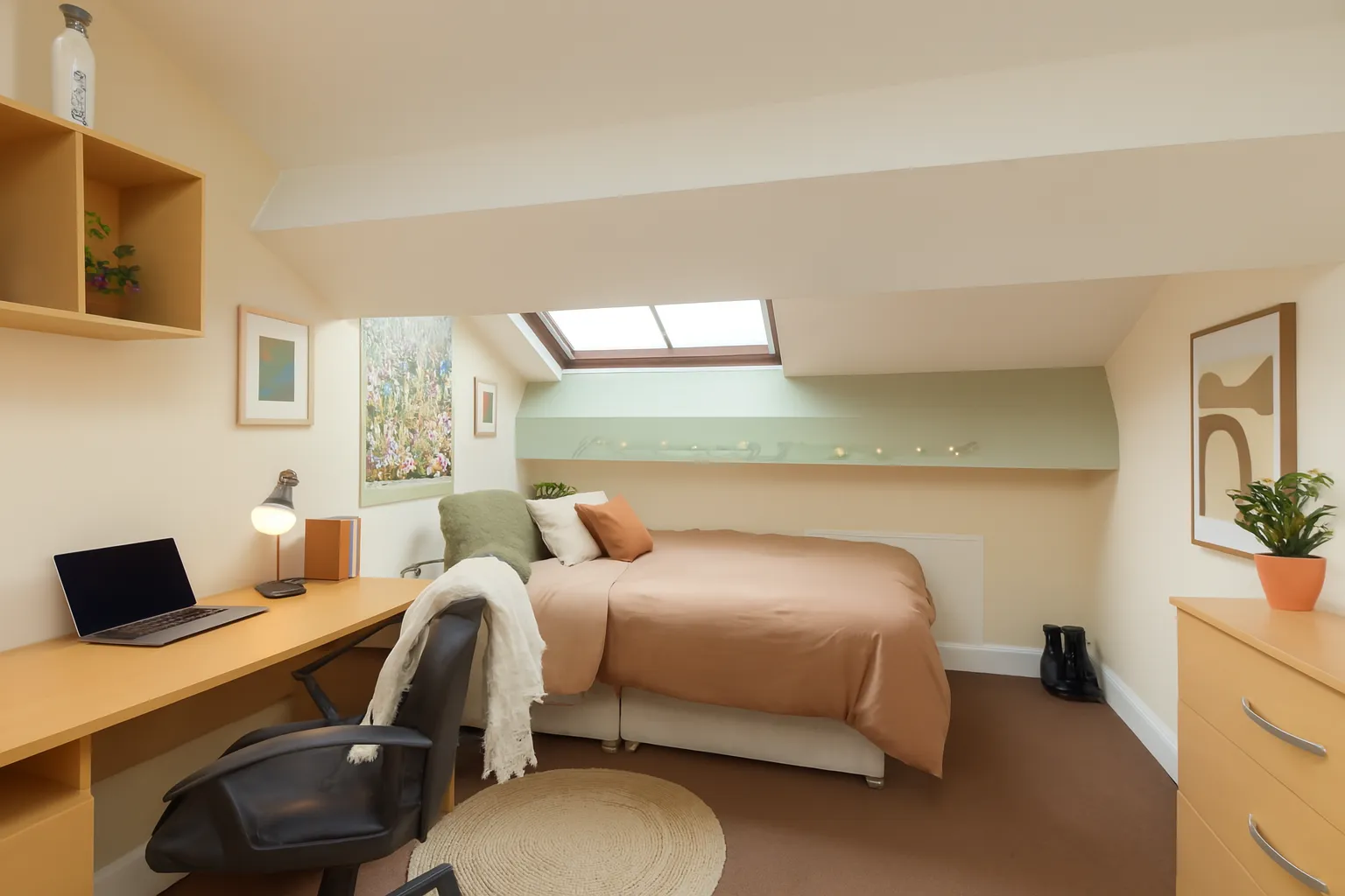 Furnished bedroom in Bayt eight bed student house on Queen Street, Lancaster