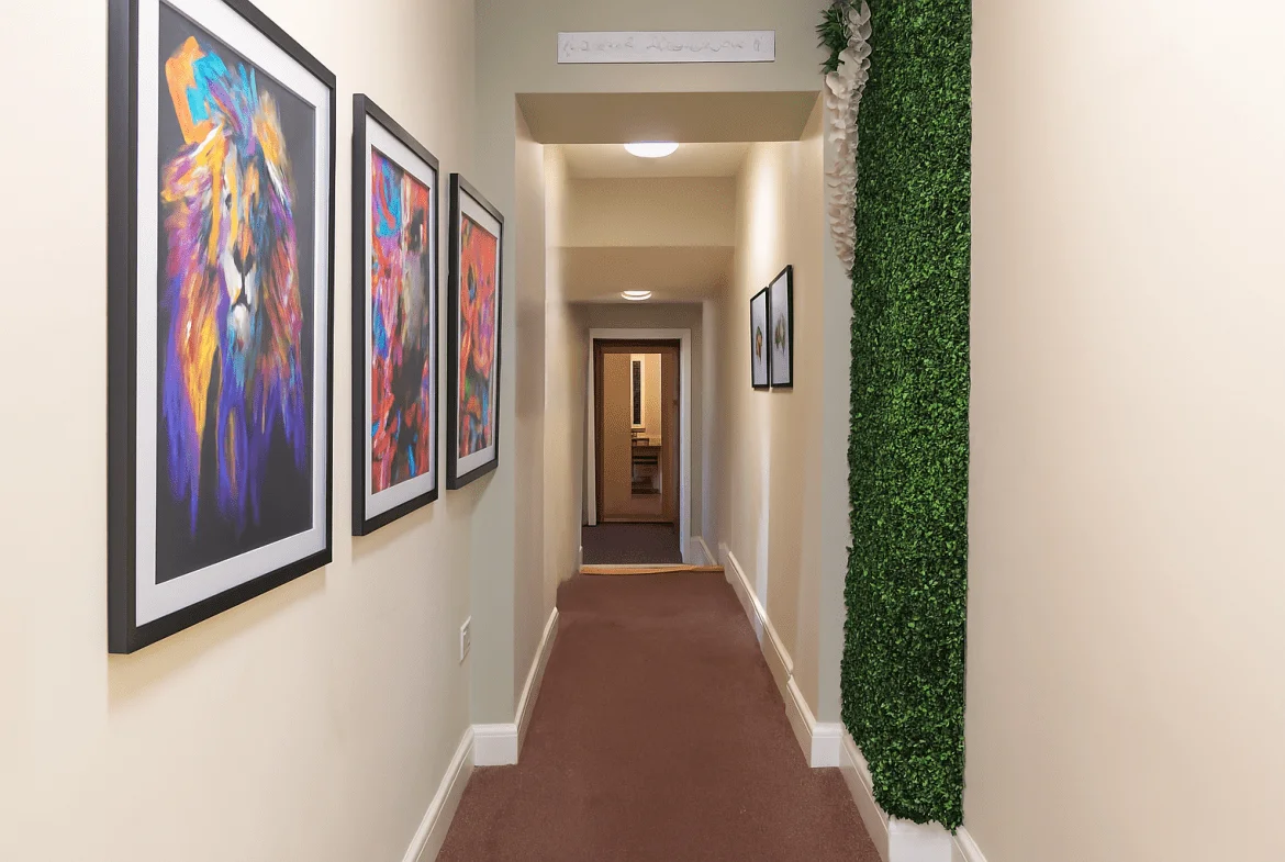 Communal living room with sofas in a Bayt student house near the University of Cumbria Bowerham Road campus
