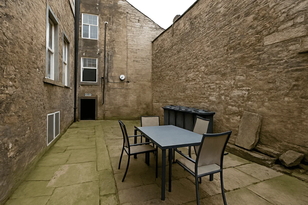 Garden at Bayt student accommodation on Queen Street, Lancaster