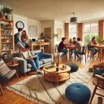 Students socialising in a cafe in Lancaster, Bayt Student Accommodation Lancaster Reviews Testimonials Students relaxing in a Lancaster University Homes accredited house, possibly managed by Bayt Student Accommodation