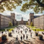  Students walking on Lancaster University campus, preparing for their future careers.