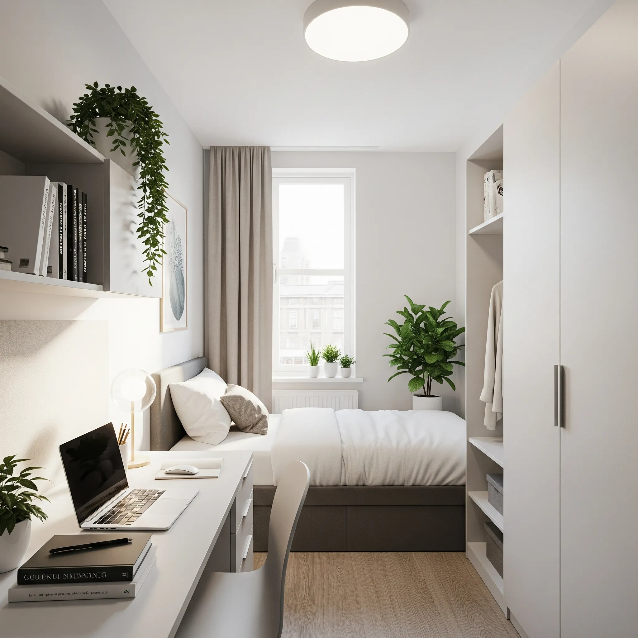 Modern and well-equipped en-suite student room Student Accommodation Lancaster with study desk and storage