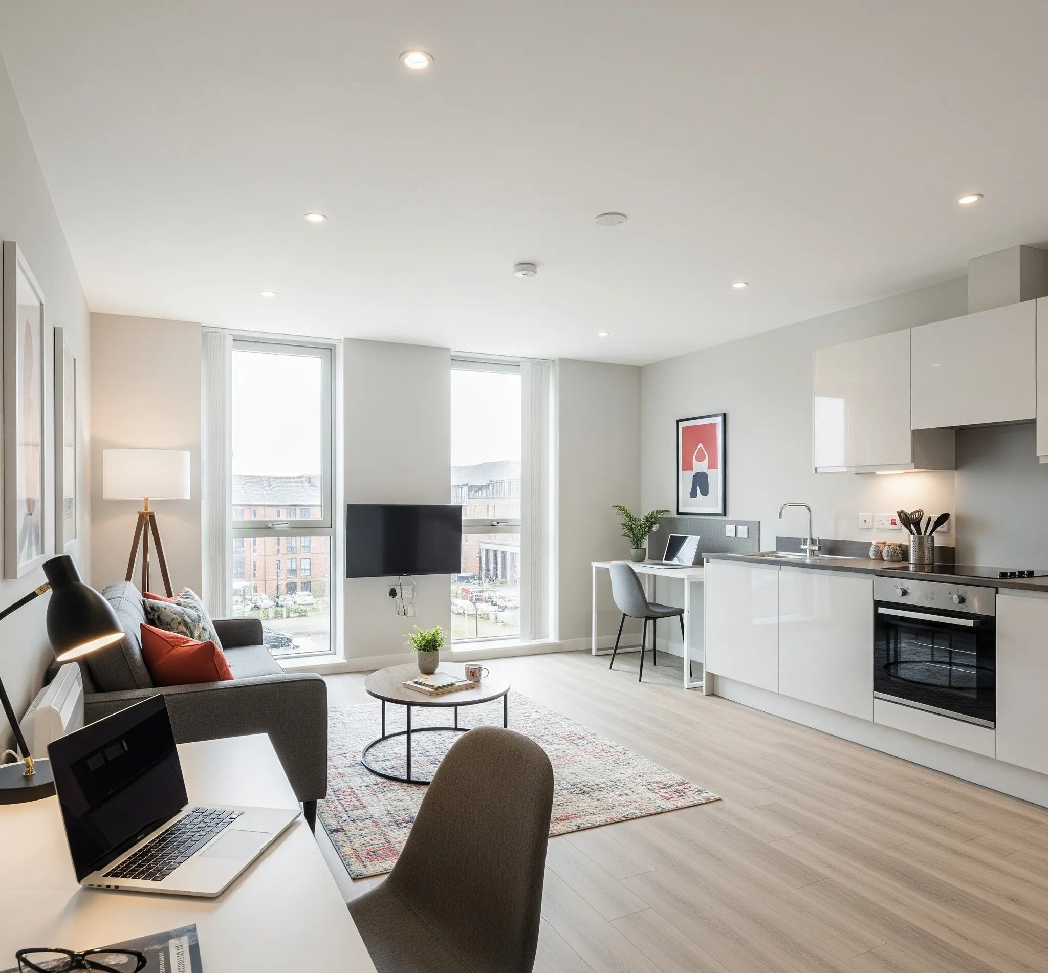 A photo of the interior of one of modern student apartments in Lancaster